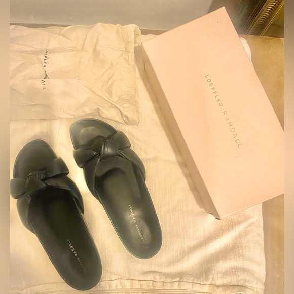 LOEFfLER RANDALlL  Size 11.5 Black Leather Slide Sandals - Picture 2 of 4